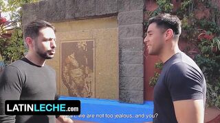 Francis & Martin Muse swap thick Latin cocks in nasty public blowjob passion