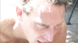 Horny twink destroys older man’s tight asshole outdoors doggy style