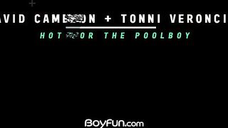 Latino poolboy’s tight hole destroyed by bareback top David’s uncut cock