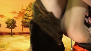 Anime cosplay demon slayer gets his slutty costume ruined by brutal raw anal