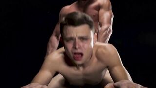 Boy For Sale Serg Shepard takes 3 Masters raw gushing breeding while suits spitroast him bareback