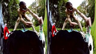 VR180 Twinky Horny Boi Destroyed Gaping Solo Anal With Big Dragon Toy