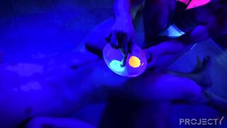 Glowing balls of a hung puppy boy getting wrecked raw