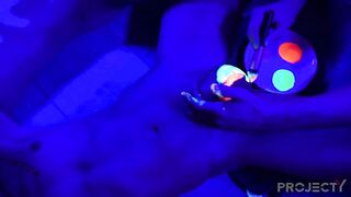 Glowing balls of a hung puppy boy getting wrecked raw