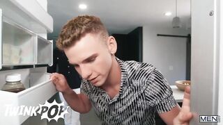 Twink gets his throat ruined by Marine’s throbbing cock