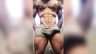 JAKIPZ flexes his monster cock in tight grey underwear until it’s bulging
