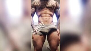 JAKIPZ flexes his monster cock in tight grey underwear until it’s bulging
