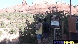 Jaycee and John get raw muscled cocks sucked during hike