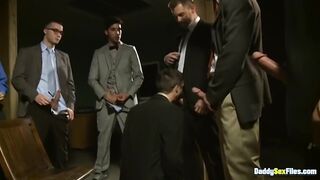 Daddysex orgy Brock Rustin JD Ryder big load messy cum on knees