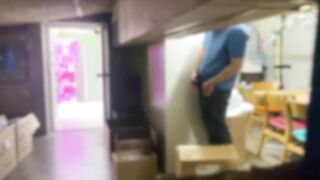 Gay asian twink masturbates in break room huge cumshot while student watches