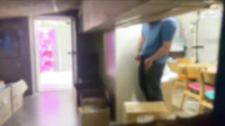 Gay asian twink masturbates in break room huge cumshot while student watches