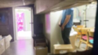 Gay asian twink masturbates in break room huge cumshot while student watches
