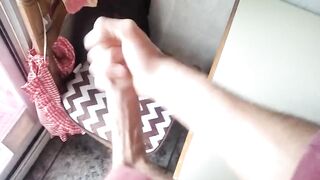 Big uncut cock jerked raw in front of window to friends nearby