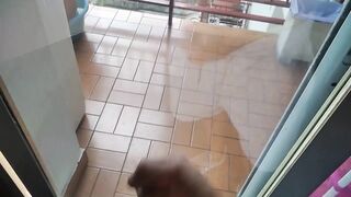 Big uncut cock jerked raw in front of window to friends nearby