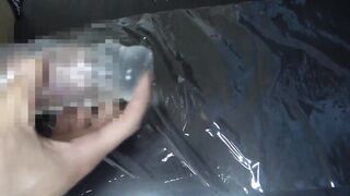 Slender asian twink gags throbbing gay handjob with artificial vagina