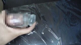 Slender asian twink gags throbbing gay handjob with artificial vagina