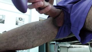 Twink's long foreskin stretches wider with vibes and fingers before his gaping asshole takes the toy