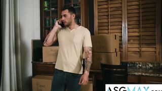 Gay jock neighbor destroys curious bisexual in raw fuck with deepthroat