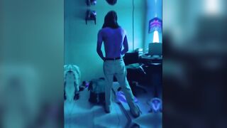 Shy twink jerks himself raw under his mask alone