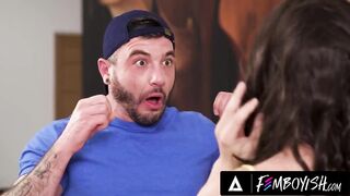 Femboy Asher Day Fucks Straight Muscle Buddy Bareback While Girlfriend Gets Betrayed