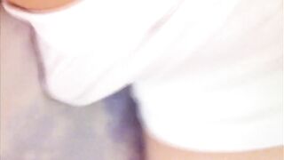 Asian twink’s morning wood explodes into his white undies