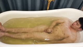 Twink bath tub solo ruined by his filthy kink