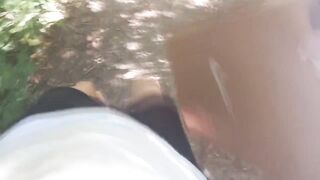 Twink in gray flip flops short shorts wanks his cock outdoors alone