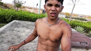 Latino twink strips down to show off his fit body