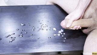 Intense orgasm and big cumshot explosion thick veiny cock drips fat load