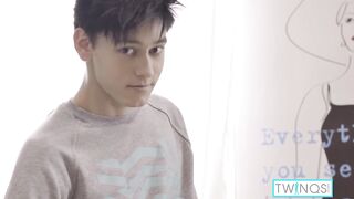 Brunette Twink jacking off with gaping hole solo