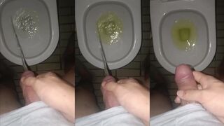 Gay twink pees hard then gets choked on huge uncut cock in POV