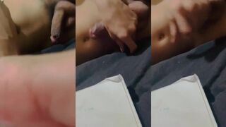 twink cumm after tired of studying raw horny solo handjob
