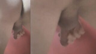 Twink’s silky ass gushing cum drenched red wall solo wank