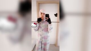 Femboy strips naked in front of the mirror teasing his smooth twink body