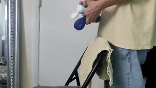 Shy twink destroyed his tight cock sleeve while cumming hard