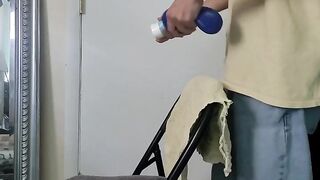 Shy twink destroyed his tight cock sleeve while cumming hard