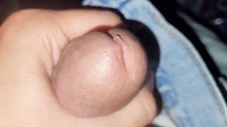 Twink jerks off till thick cum splatters his jockstrap close up