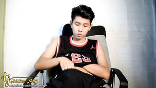 Tristan Jhay Twink Jerks Off After Basketball Cums Hard