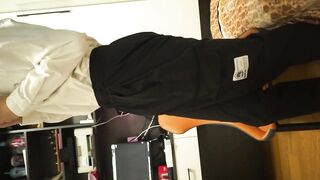 Cute 18 year old boy strips teases then cums all over his tiny hands solo