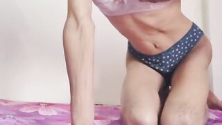 Teasing in stepmom panties tight cute sissy gets hard