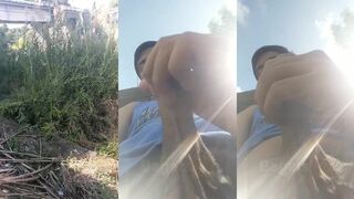 Filthy Pinoy twink gets caught jizzing hard in public river