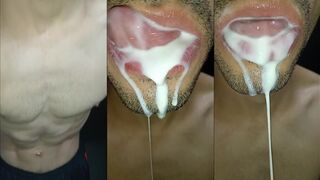 Asian twink gags on giant cock sloppy gargle throat fuck