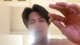 Low angle jizz blast deep asian twink handjob stiff cock