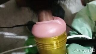 First fleshlight fucked till I busted huge cum loads gay twink solo