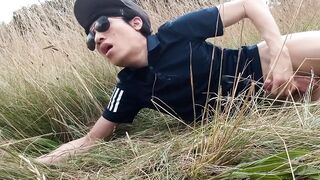 Jon Arteen Twink cumshot in wheat field gay Wank