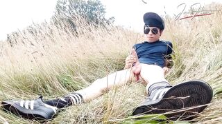 Jon Arteen Twink cumshot in wheat field gay Wank