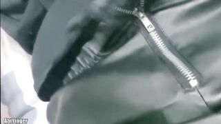 Leather twink wrecked gagging on his monster cock