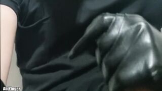 Leather twink wrecked gagging on his monster cock