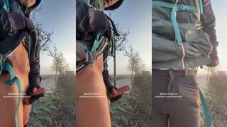 Gay twink destroyed cumming hard in nature hikes after public masturbation