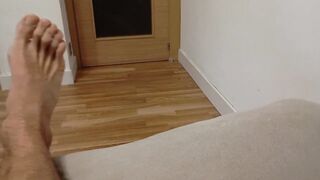 Big dick Ts smashes skinny boy risks getting caught mid cumshot